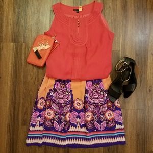 Sleeveless coral keyhole blouse